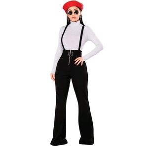 Casual Style Flare Bib Suspender Pants